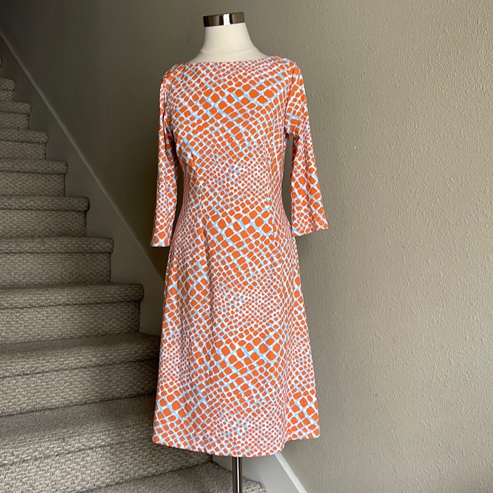 J. McLaughlin Dress Sz S 3/4 sleeve boatneck dress